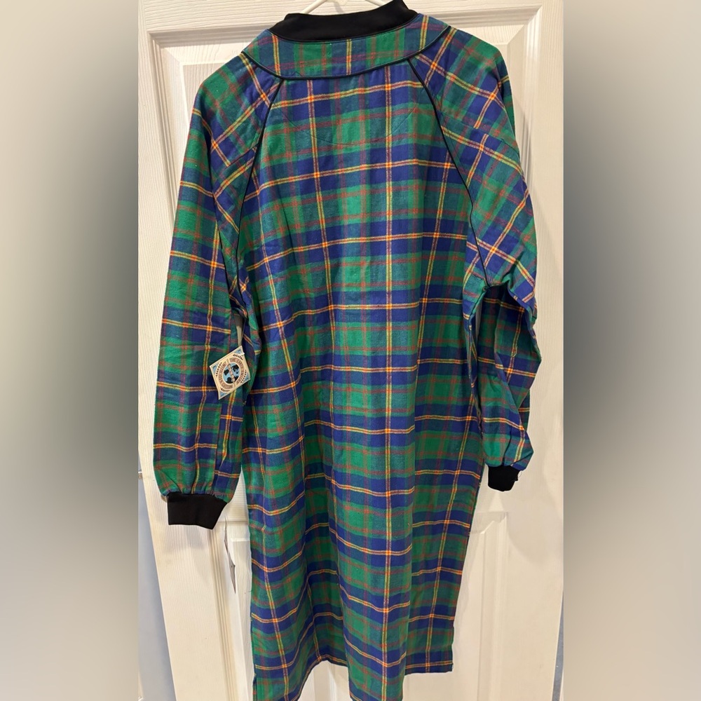 Vintage ESLEEP Plaid Long Sleeve Pajama Nightgown with Bear Embroidery - Picture 7 of 8